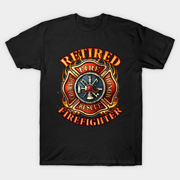 Retired Firefighter Gift Fireman Retirement Party Gift T-Shirt by GigibeanCreations